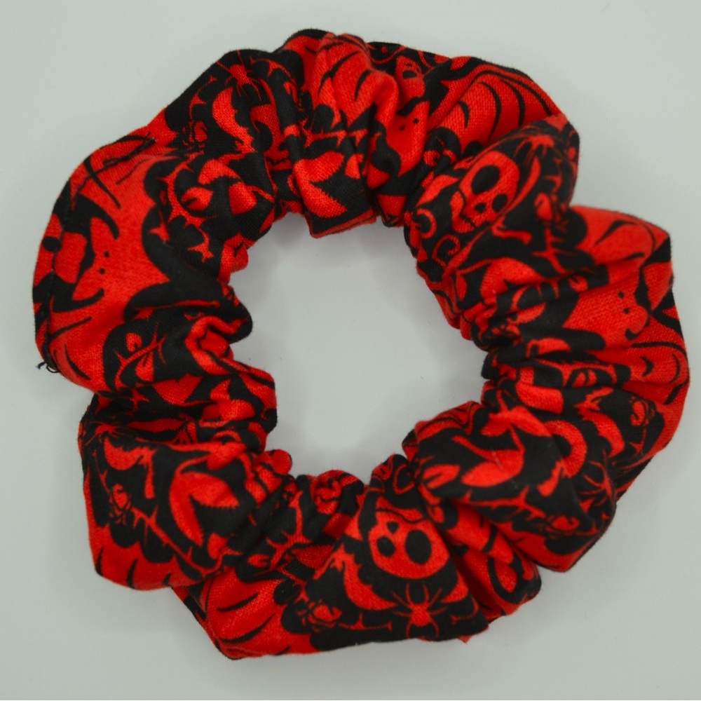 Halloween Red and Black Skull Scrunchie (bundle add on)